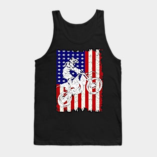 Motocross and Dirt Bike American Flag 4th of July Tank Top